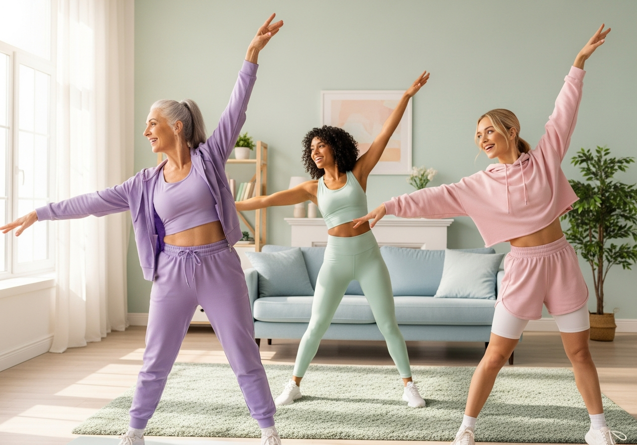 Женщины разного возраста на аэробике